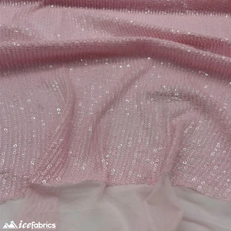 Elegant 2 Way All Over Stretch Sequin FabricICE FABRICSICE FABRICSBy The Yard58 inches WideBaby PinkElegant 2 Way All Over Stretch Sequin Fabric ICE FABRICS Baby Pink