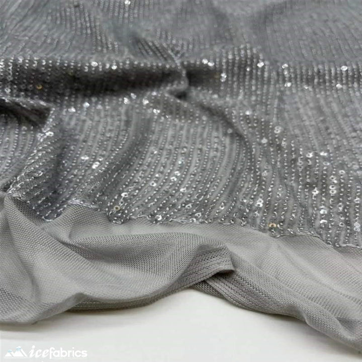 Elegant 2 Way All Over Stretch Sequin FabricICE FABRICSICE FABRICSBy The Yard58 inches WideSilverElegant 2 Way All Over Stretch Sequin Fabric ICE FABRICS Silver