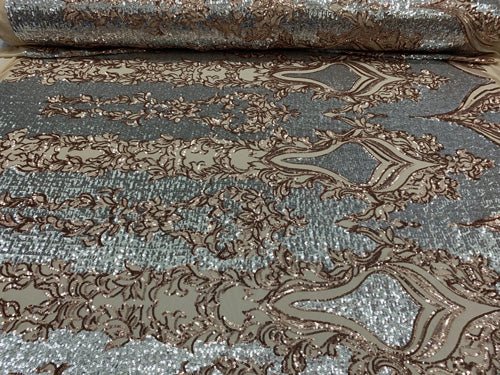 Elegant 4 WAY Stretch Sequins On Power Mesh//Spandex Mesh Lace Sequins Fabric By The Yard//Embroidery Lace/ Gowns/Veil/ BridalICEFABRICICE FABRICSRose Gold/Silver On Power Mesh1/2 Yard (18 Inches )Elegant 4 WAY Stretch Sequins On Power Mesh//Spandex Mesh Lace Sequins Fabric By The Yard//Embroidery Lace/ Gowns/Veil/ Bridal ICEFABRIC Rose Gold/Silver On Power Mesh