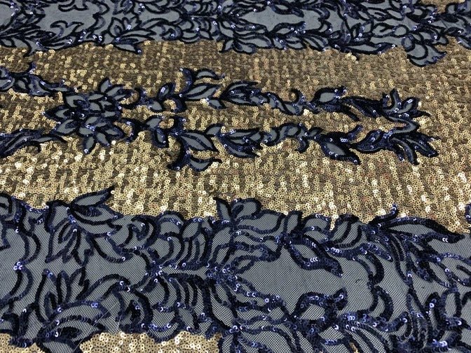 Elegant 4 WAY Stretch Sequins On Power Mesh//Spandex Mesh Lace Sequins Fabric By The Yard//Embroidery Lace/ Gowns/Veil/ BridalICEFABRICICE FABRICSRoyal Blue On Power Mesh1/2 Yard (18 Inches )Elegant 4 WAY Stretch Sequins On Power Mesh//Spandex Mesh Lace Sequins Fabric By The Yard//Embroidery Lace/ Gowns/Veil/ Bridal ICEFABRIC Navy Blue On Power Mesh