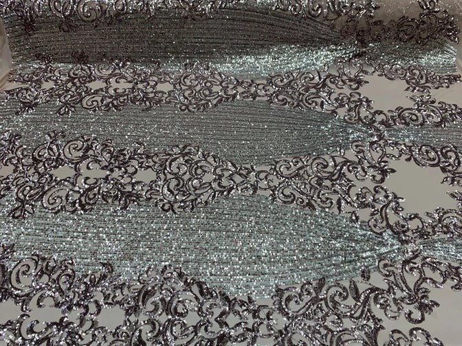 Elegant French Power Spandex Stretch Mesh Lace Sequin Fabric By The YardICEFABRICICE FABRICSSilverBy The Yard (58" Wide)Elegant French Power Spandex Stretch Mesh Lace Sequin Fabric By The Yard ICEFABRIC Dusty Rose