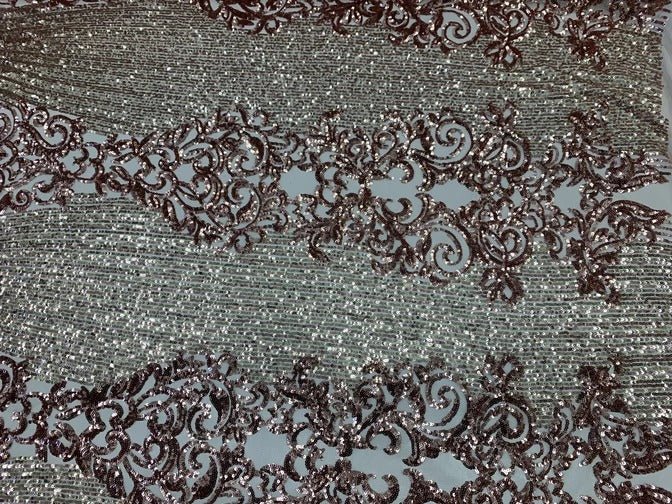 Elegant French Power Spandex Stretch Mesh Lace Sequin Fabric By The YardICEFABRICICE FABRICSDusty RoseBy The Yard (58" Wide)Elegant French Power Spandex Stretch Mesh Lace Sequin Fabric By The Yard ICEFABRIC Rose Gold