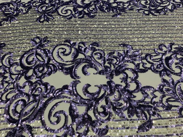 Elegant French Power Spandex Stretch Mesh Lace Sequin Fabric By The YardICEFABRICICE FABRICSLavenderBy The Yard (58" Wide)Elegant French Power Spandex Stretch Mesh Lace Sequin Fabric By The Yard ICEFABRIC Lavender