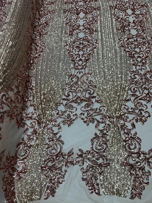 Elegant French Power Spandex Stretch Mesh Lace Sequin Fabric By The YardICEFABRICICE FABRICSRose GoldBy The Yard (58" Wide)Elegant French Power Spandex Stretch Mesh Lace Sequin Fabric By The Yard ICEFABRIC Rose Gold