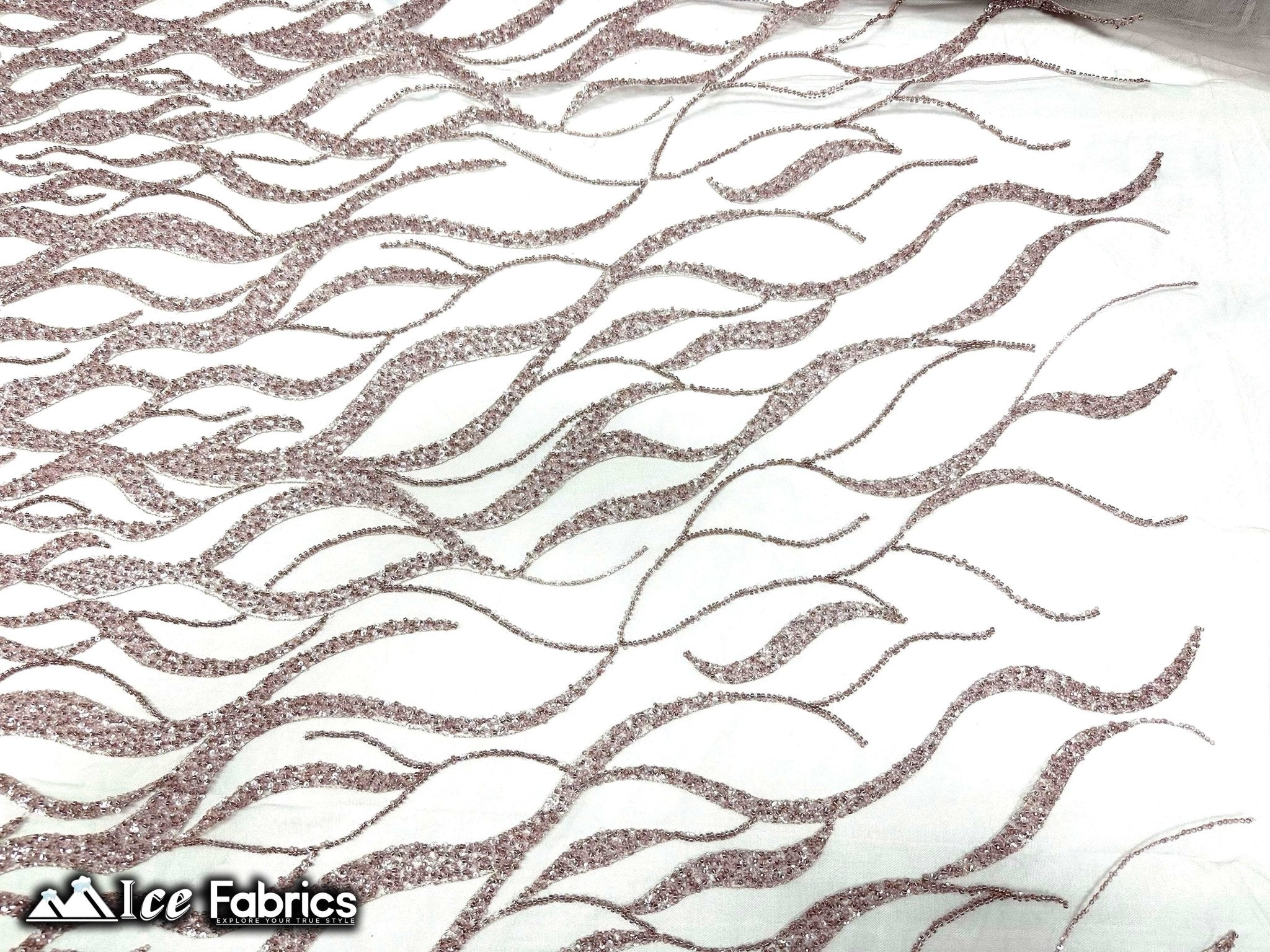 Elegant Heavy Beaded Fabric Lace Fabric with SequinICE FABRICSICE FABRICSSilverBy The Yard (54" Wide)Elegant Heavy Beaded Fabric Lace Fabric with Sequin ICE FABRICS Silver