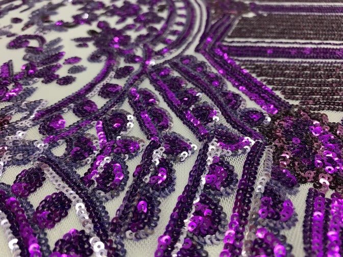 Elegant New Casino Design Embroidered 4 Way Nude Mesh Spandex Stretchy Sequin FabricICEFABRICICE FABRICSYellow&RoseElegant New Casino Design Embroidered 4 Way Nude Mesh Spandex Stretchy Sequin Fabric ICEFABRIC Purple