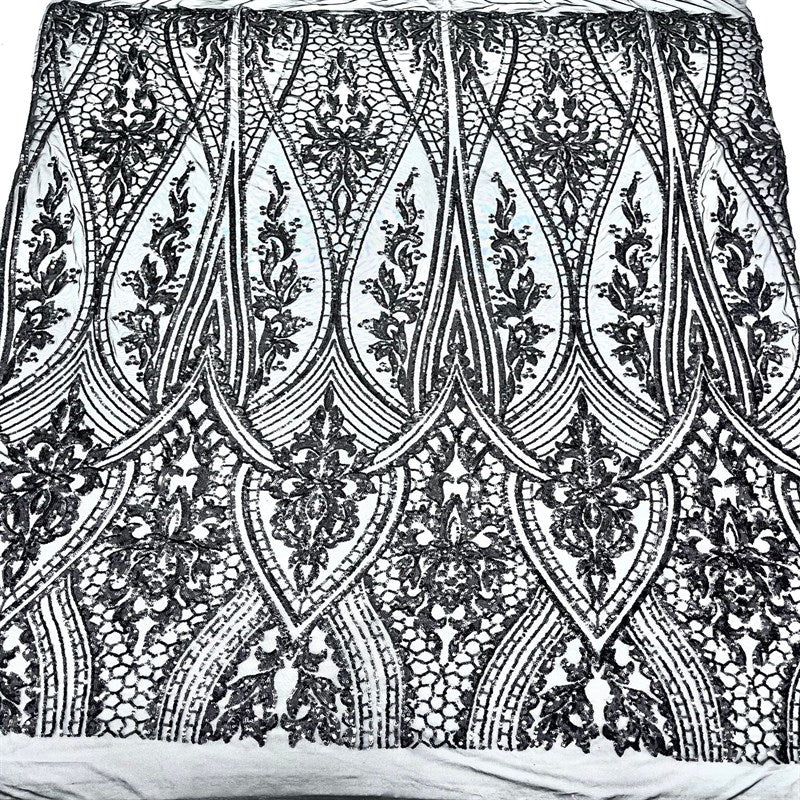 Elizabeth Embroidery Sequin Fabric Geometric Stretch MeshICE FABRICSICE FABRICSElizabeth Sequin BlackBy the yard (36 inches Length)58 inches WidthBlackElizabeth Embroidery Sequin Fabric Geometric Stretch Mesh ICE FABRICS Black