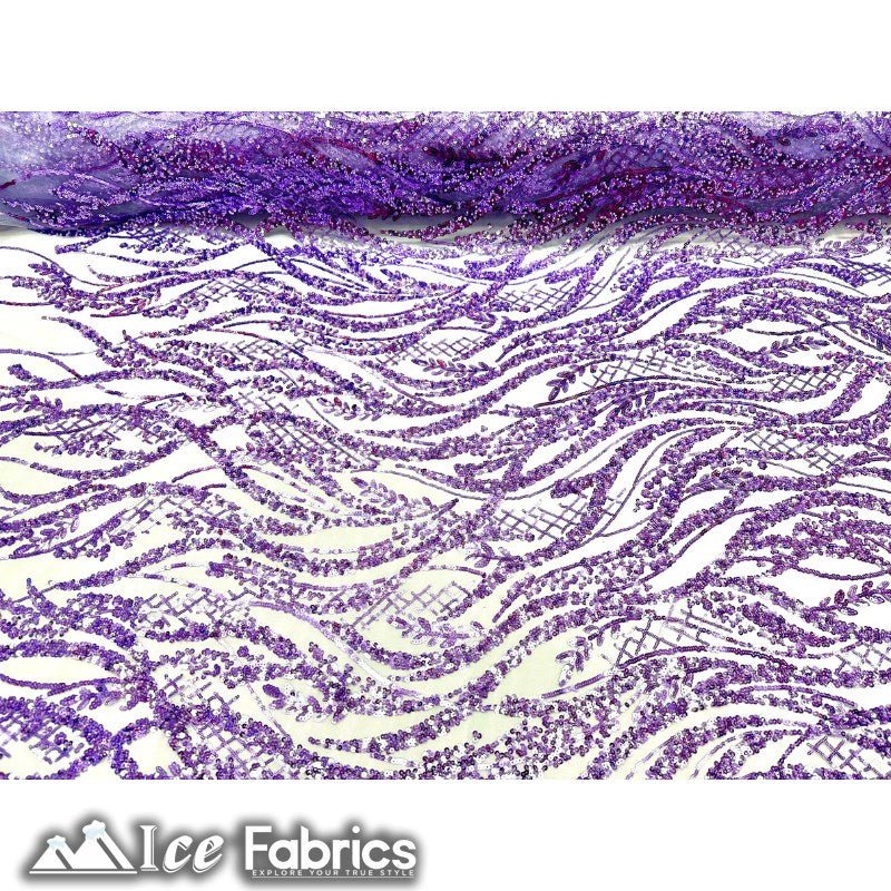 Embroidered Beaded Sequin Fabric ShinyICE FABRICSICE FABRICSLavenderEmbroidered Beaded Sequin Fabric Shiny ICE FABRICS Lavender