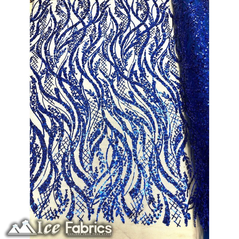 Embroidered Beaded Sequin Fabric ShinyICE FABRICSICE FABRICSRoyal BlueEmbroidered Beaded Sequin Fabric Shiny ICE FABRICS Royal Blue