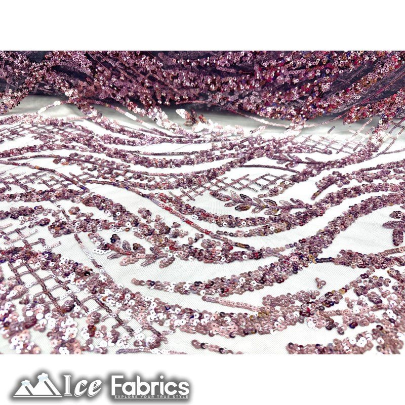 Embroidered Beaded Sequin Fabric ShinyICE FABRICSICE FABRICSLight GoldEmbroidered Beaded Sequin Fabric Shiny ICE FABRICS Mauve