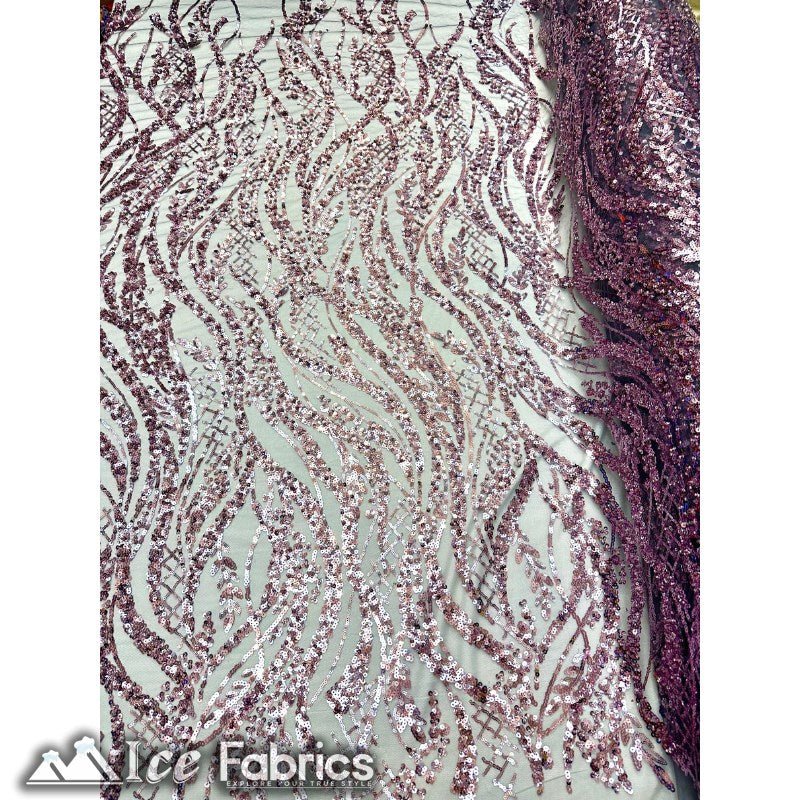 Embroidered Beaded Sequin Fabric ShinyICE FABRICSICE FABRICSMauveEmbroidered Beaded Sequin Fabric Shiny ICE FABRICS Mauve