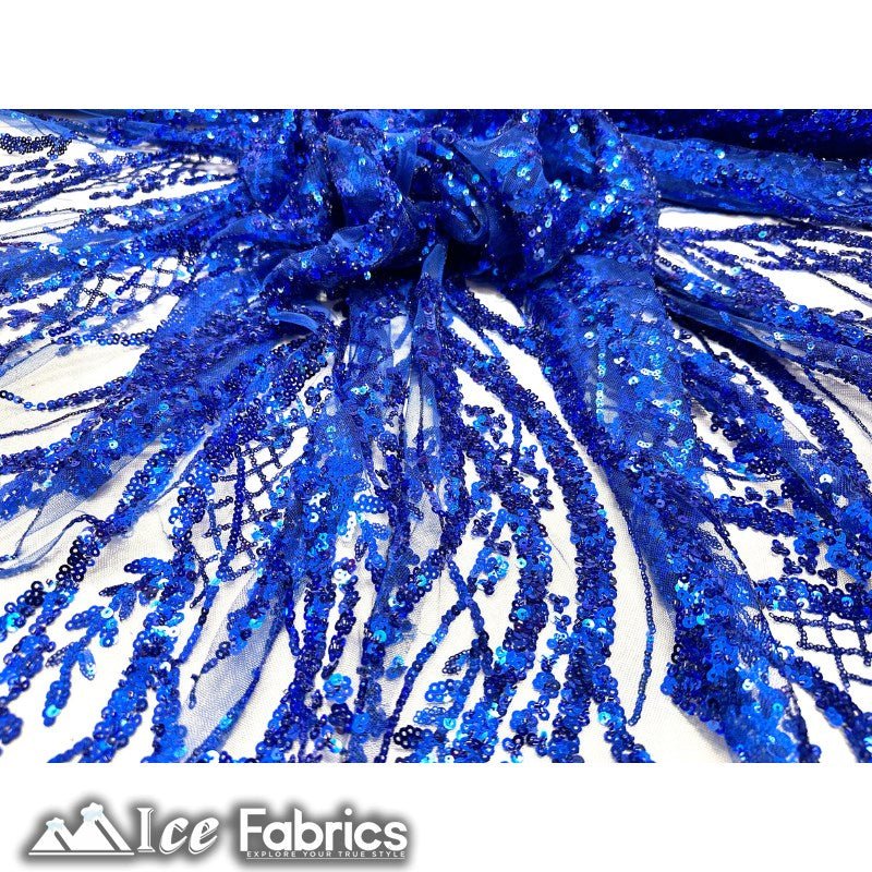 Embroidered Beaded Sequin Fabric ShinyICE FABRICSICE FABRICSRoyal BlueEmbroidered Beaded Sequin Fabric Shiny ICE FABRICS Royal Blue