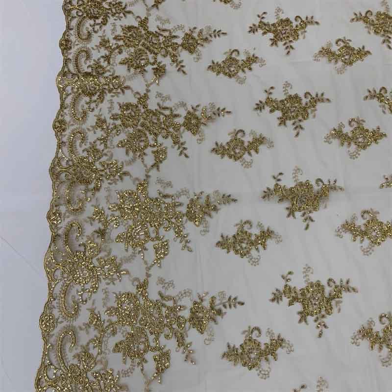 Embroidered Bridal Fabric Mesh Lace Floral Flowers Fabric Sold by the YardICEFABRICICE FABRICSGold MetallicEmbroidered Bridal Fabric Mesh Lace Floral Flowers Fabric Sold by the Yard ICEFABRIC Gold Metallic