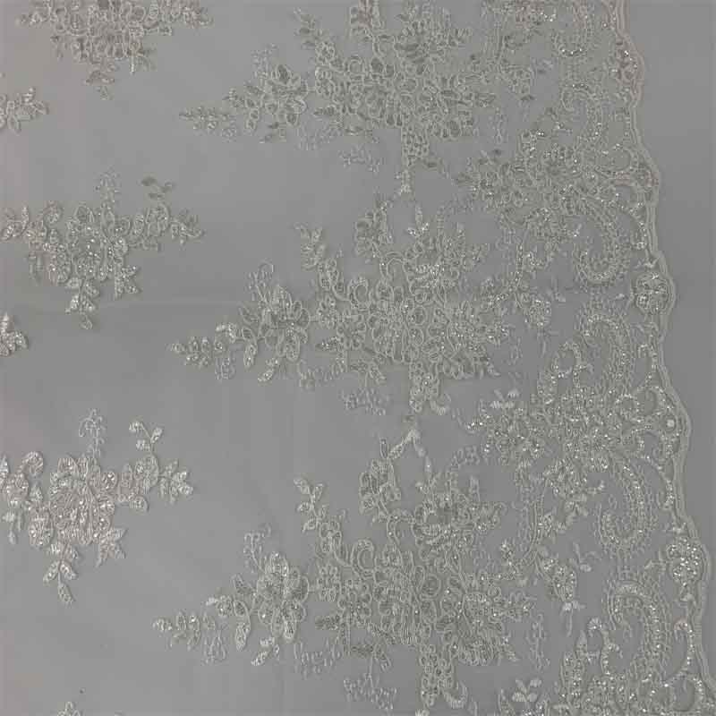 Embroidered Bridal Fabric Mesh Lace Floral Flowers Fabric Sold by the YardICEFABRICICE FABRICSWhiteEmbroidered Bridal Fabric Mesh Lace Floral Flowers Fabric Sold by the Yard ICEFABRIC White