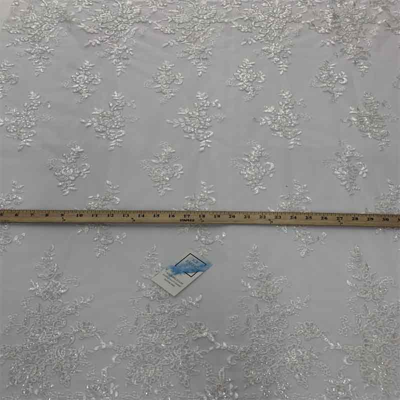 Embroidered Bridal Fabric Mesh Lace Floral Flowers Fabric Sold by the YardICEFABRICICE FABRICSOff WhiteEmbroidered Bridal Fabric Mesh Lace Floral Flowers Fabric Sold by the Yard ICEFABRIC Off White