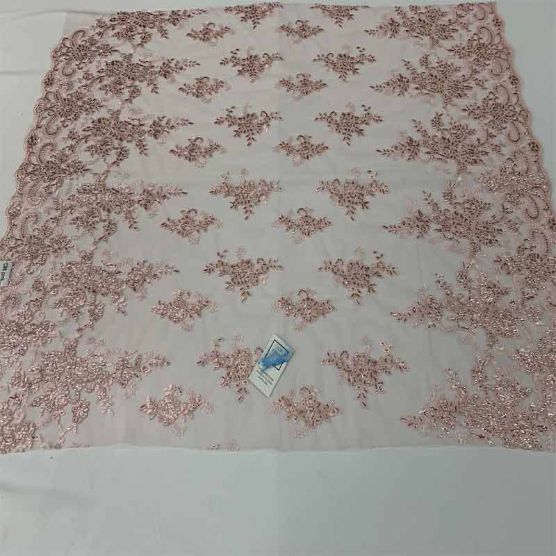Embroidered Bridal Fabric Mesh Lace Floral Flowers Fabric Sold by the YardICEFABRICICE FABRICSPinkEmbroidered Bridal Fabric Mesh Lace Floral Flowers Fabric Sold by the Yard ICEFABRIC Pink