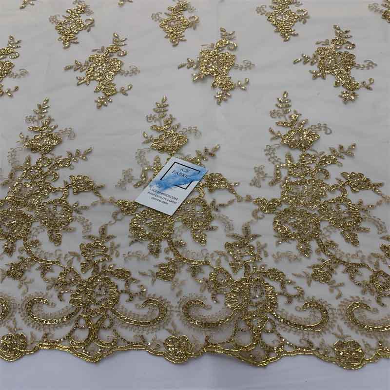 Embroidered Bridal Fabric Mesh Lace Floral Flowers Fabric Sold by the YardICEFABRICICE FABRICSGold MetallicEmbroidered Bridal Fabric Mesh Lace Floral Flowers Fabric Sold by the Yard ICEFABRIC Gold Metallic