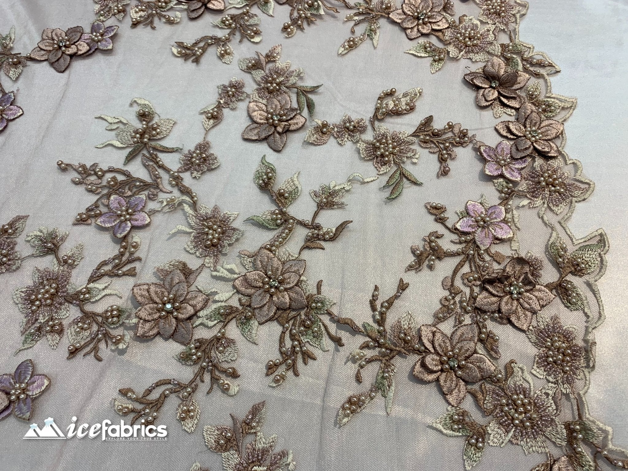 Embroidered Fabric/ 3D Flowers Beaded Fabric/ Lace Fabric/ Rose GoldICE FABRICSICE FABRICSRose GoldEmbroidered Fabric/ 3D Flowers Beaded Fabric/ Lace Fabric/ Rose Gold ICE FABRICS