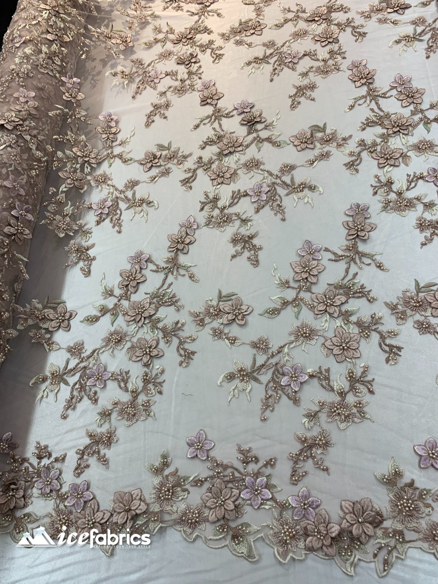Embroidered Fabric/ 3D Flowers Beaded Fabric/ Lace Fabric/ Rose GoldICE FABRICSICE FABRICSRose GoldEmbroidered Fabric/ 3D Flowers Beaded Fabric/ Lace Fabric/ Rose Gold ICE FABRICS