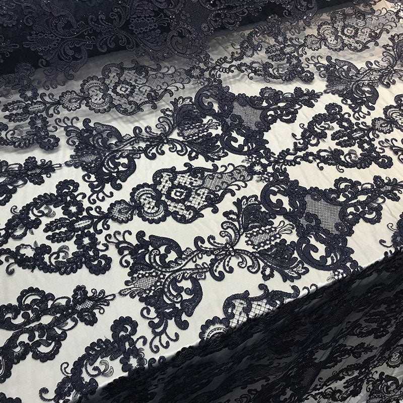 Embroidered Wedding Prom Design Mesh Lace Sequins Dress By The YardICE FABRICSICE FABRICSNavy BlueEmbroidered Wedding Prom Design Mesh Lace Sequins Dress By The Yard ICE FABRICS Black