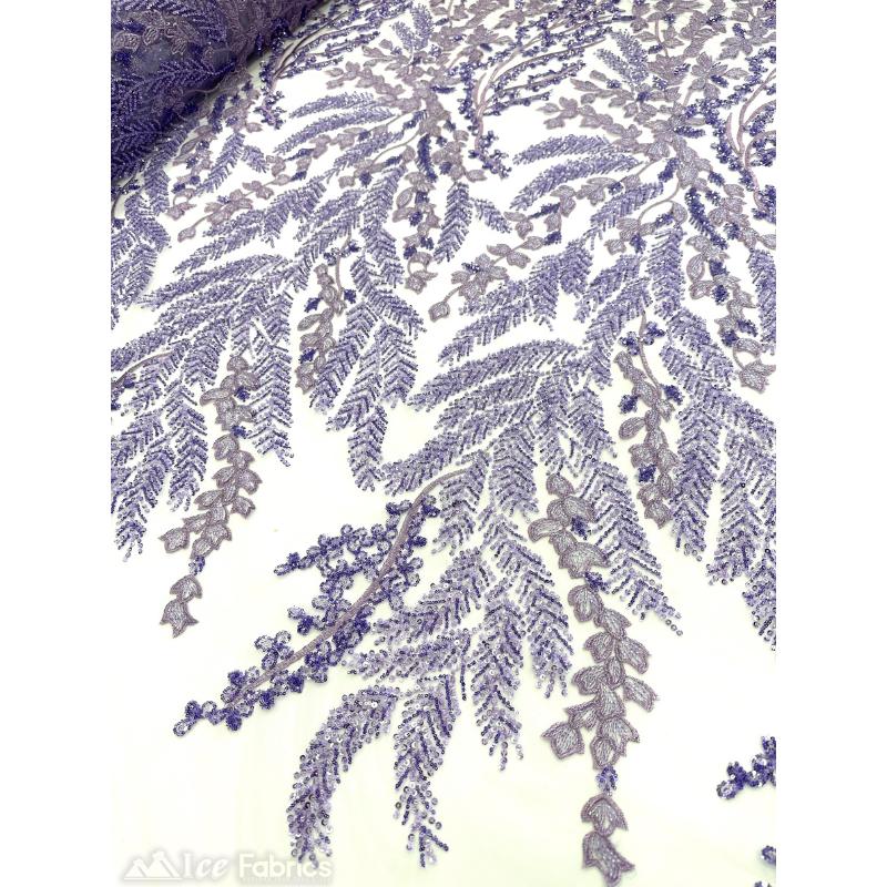Embroidery Lace Fabric Hand Beaded Fabric with Sequin MeshICE FABRICSICE FABRICSLavenderBy The Yard (54" Wide)Embroidery Lace Fabric Hand Beaded Fabric with Sequin Mesh ICE FABRICS Lavender