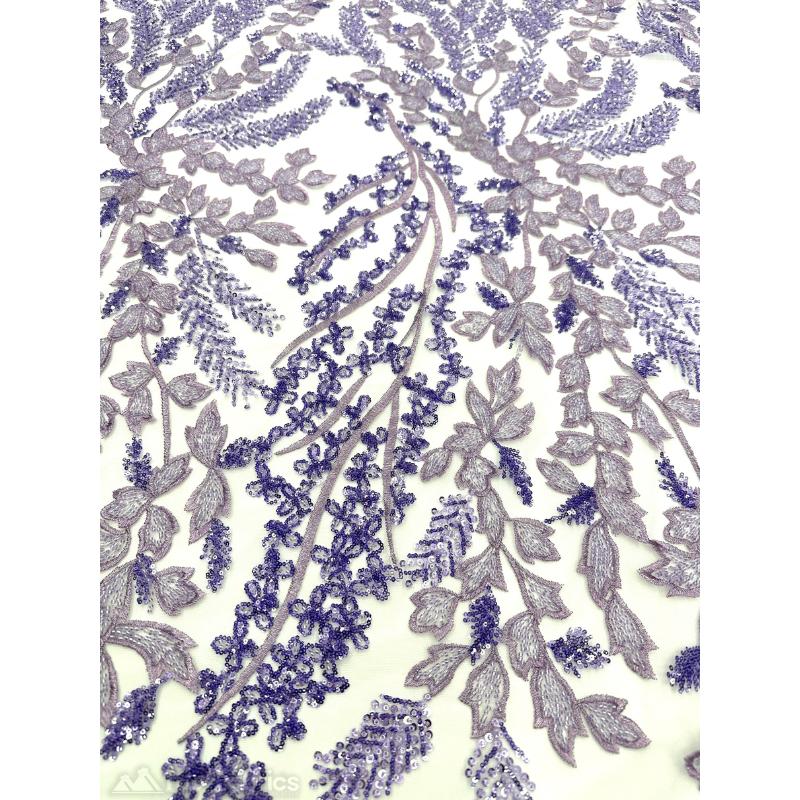 Embroidery Lace Fabric Hand Beaded Fabric with Sequin MeshICE FABRICSICE FABRICSLavenderBy The Yard (54" Wide)Embroidery Lace Fabric Hand Beaded Fabric with Sequin Mesh ICE FABRICS Lavender