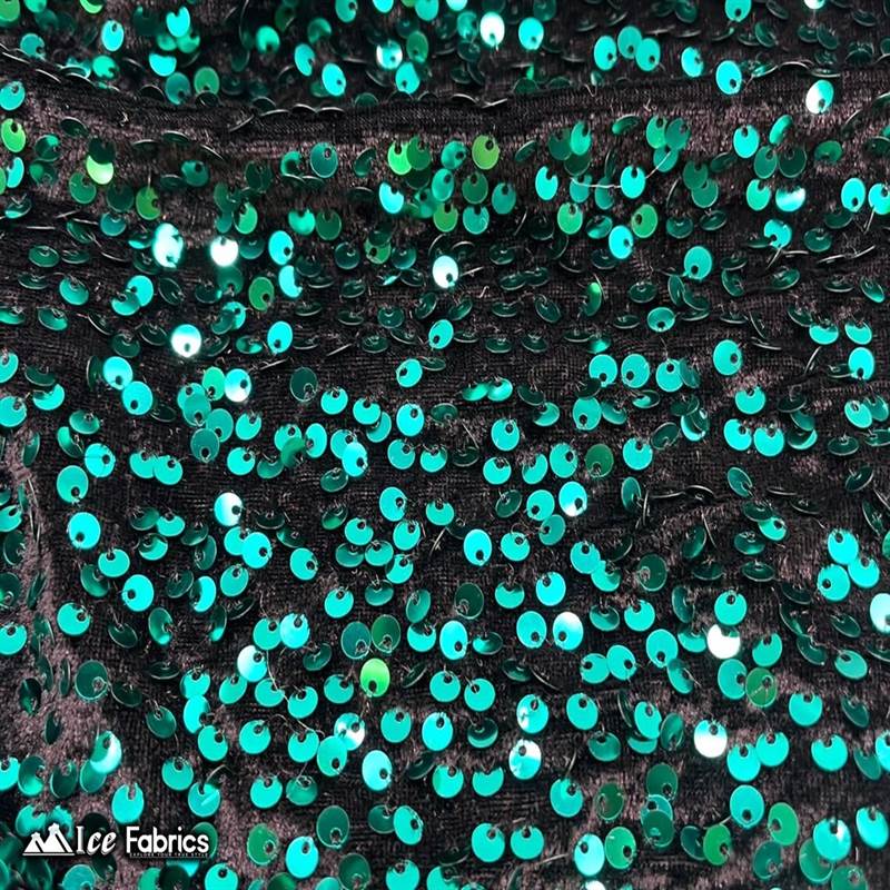 Emma Embroidered Sequin Teal Green on Black Velvet FabricICE FABRICSICE FABRICSTeal Green on BlackBy The Yard (58" Wide)Emma Embroidered Sequin Teal Green on Black Velvet Fabric ICE FABRICS
