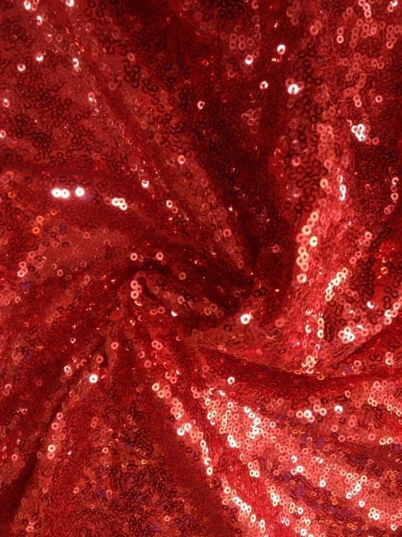 Red Lace Sequins Fabric, Sequin Fabric, Spangle Fabric