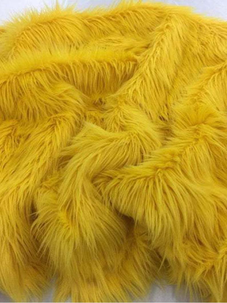 Fake Animal Fur Yellow Mongolian Design Faux Fur Fabric For Fur Coats, Fur Clothing, Blankets Sold By YardICEFABRICICE FABRICSBy The Yard (60 inches Wide)Fake Animal Fur Yellow Mongolian Design Faux Fur Fabric For Fur Coats, Fur Clothing, Blankets Sold By Yard ICEFABRIC
