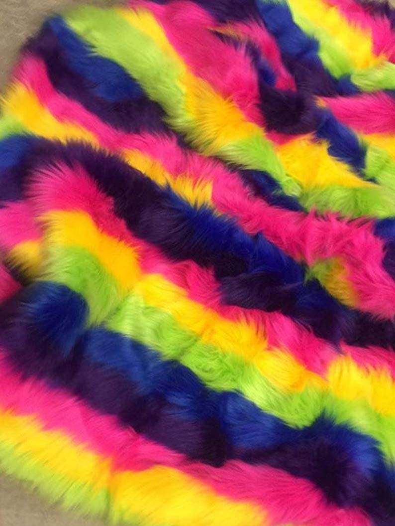 Faked Animal Fur Hot Rainbow Striped Faux Fur Fabric For Fur Coats, Fur Clothing, Blankets By The YardICEFABRICICE FABRICSBy The Yard (60 inches Wide)Faked Animal Fur Hot Rainbow Striped Faux Fur Fabric For Fur Coats, Fur Clothing, Blankets By The Yard ICEFABRIC