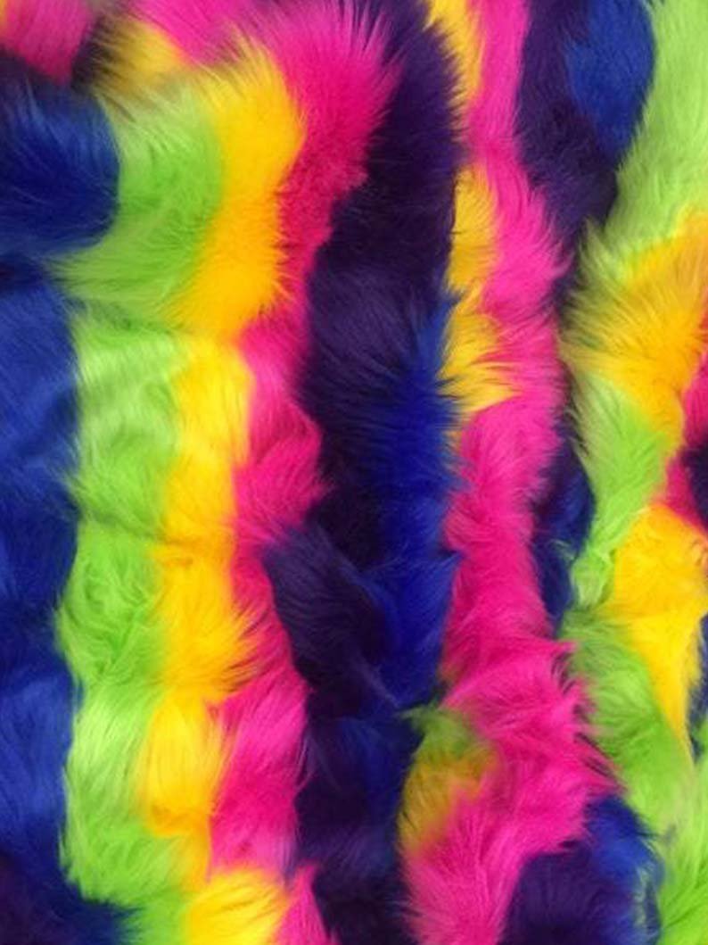 Faked Animal Fur Hot Rainbow Striped Faux Fur Fabric For Fur Coats, Fur Clothing, Blankets By The YardICEFABRICICE FABRICSBy The Yard (60 inches Wide)Faked Animal Fur Hot Rainbow Striped Faux Fur Fabric For Fur Coats, Fur Clothing, Blankets By The Yard ICEFABRIC