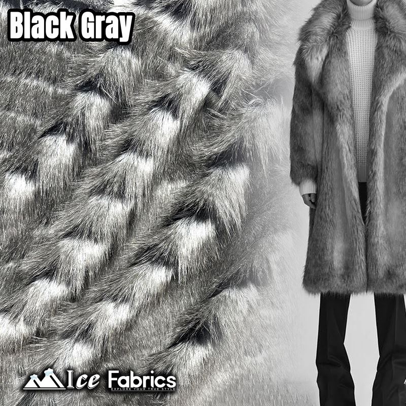 Fancy Feather Long pile Faux Fur Fabric | 3” PileICE FABRICSICE FABRICSBlack GrayBy The Yard (60” Wide)Fancy Feather Long pile Faux Fur Fabric | 3” Pile ICE FABRICS Black Gray