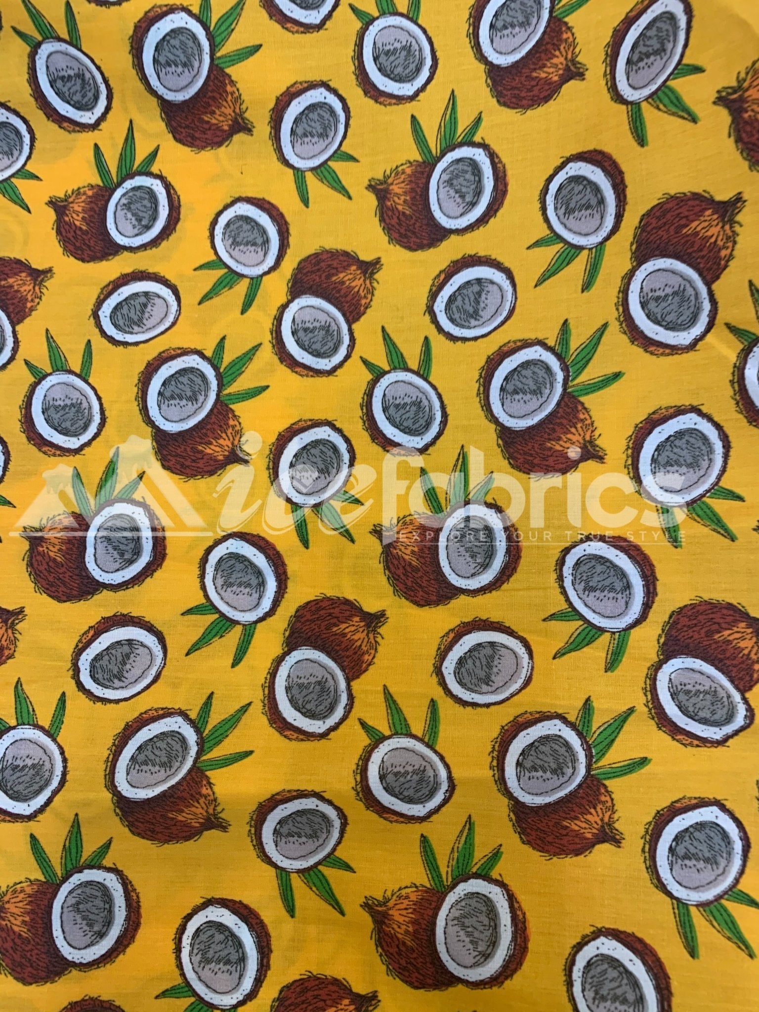 Fashion Coconut Print Poly Cotton Fabric By The Yard (Yellow, Blue)Cotton FabricICEFABRICICE FABRICSYellowFashion Coconut Print Poly Cotton Fabric By The Yard (Yellow, Blue) ICEFABRIC Yellow