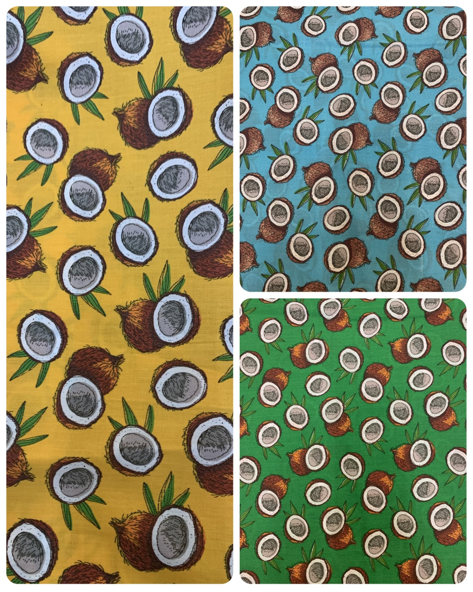 Fashion Coconut Print Poly Cotton Fabric By The Yard (Yellow, Blue)Cotton FabricICEFABRICICE FABRICSGreenFashion Coconut Print Poly Cotton Fabric By The Yard (Yellow, Blue) ICEFABRIC