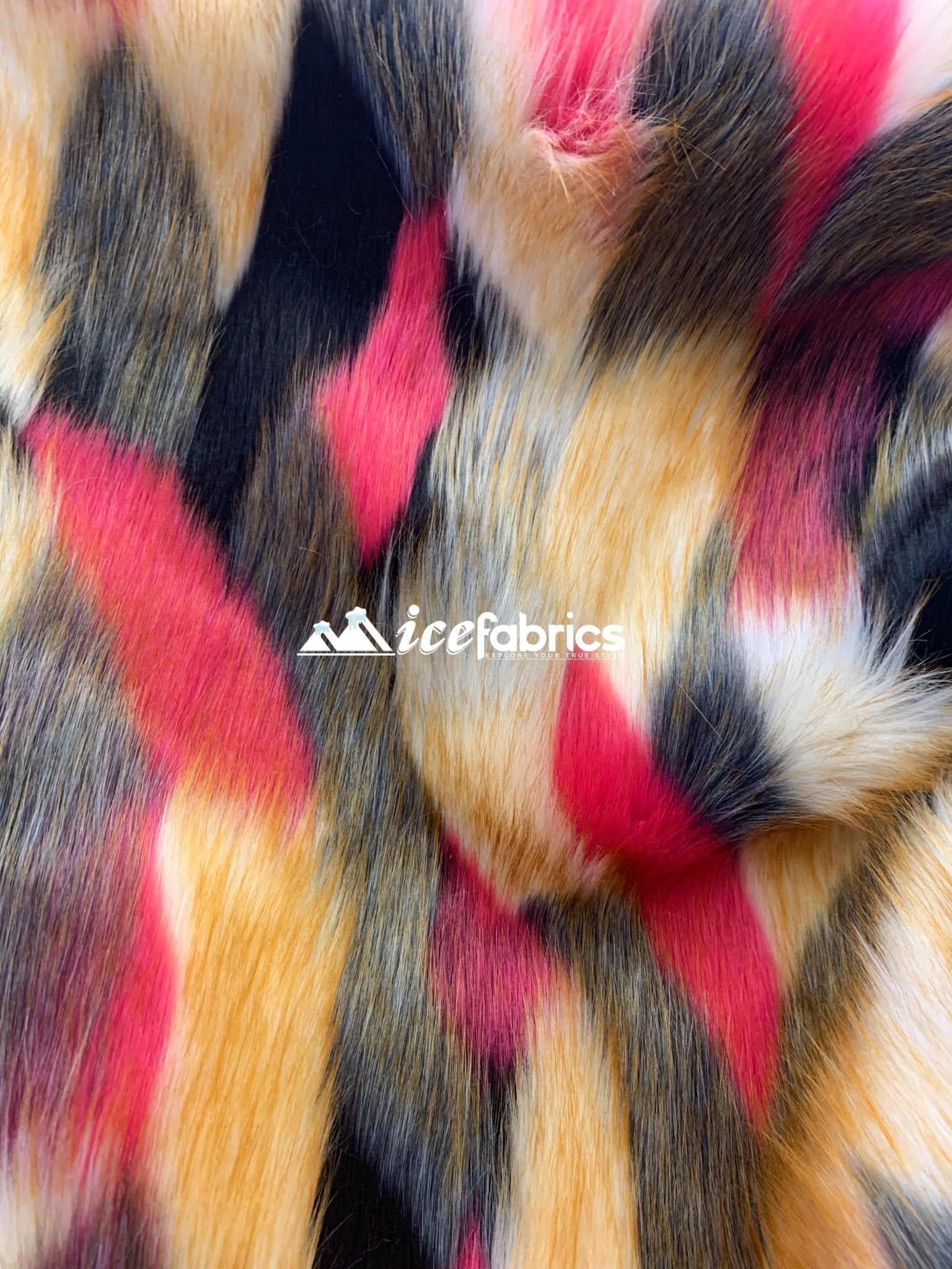 Fashion Fabric Black, Brown, Coral and Gray Multicolor Faux Fur Material By The YardICEFABRICICE FABRICSBy The Yard (60 inches Wide)Fashion Fabric Black, Brown, Coral and Gray Multicolor Faux Fur Material By The Yard ICEFABRIC