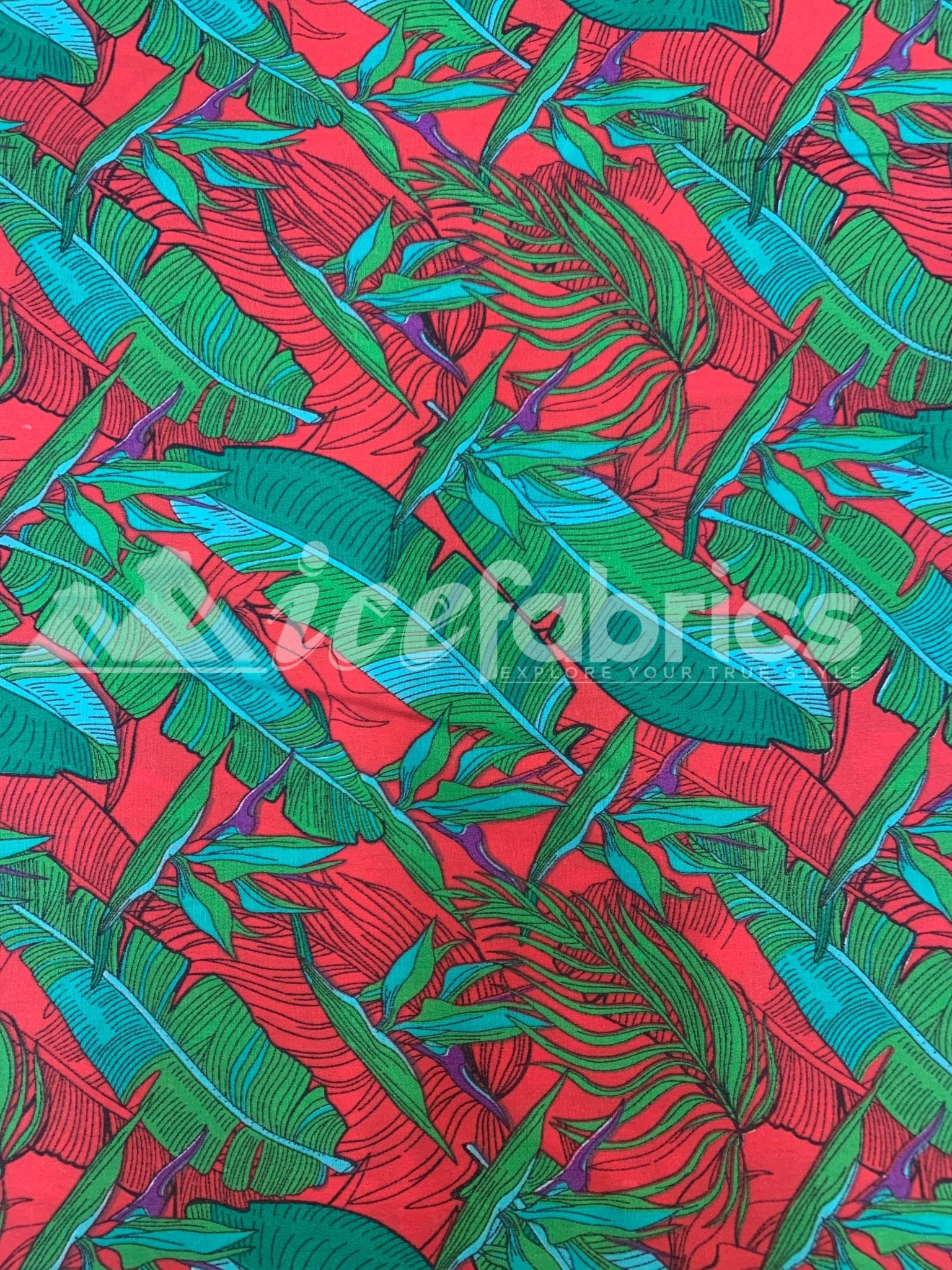 Fashion Fabric Leaf Print Poly Cotton Fabric By The Yard (Red, Purple, Blue)Cotton FabricICEFABRICICE FABRICSRedFashion Fabric Leaf Print Poly Cotton Fabric By The Yard (Red, Purple, Blue) ICEFABRIC Red
