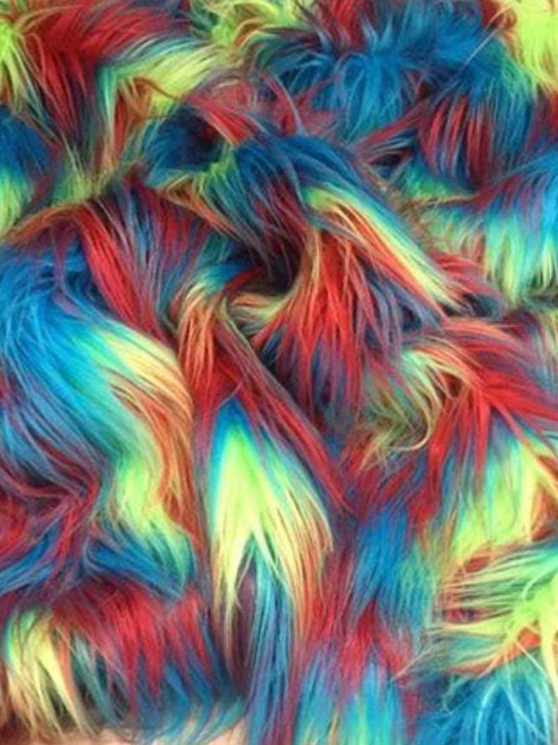 Faux Fake Fur 3 Tone Rainbow, Long Pile Fabric 60 Inches Width Sold by the YardICEFABRICICE FABRICSBy The Yard (60 inches Wide)Faux Fake Fur 3 Tone Rainbow, Long Pile Fabric 60 Inches Width Sold by the Yard ICEFABRIC