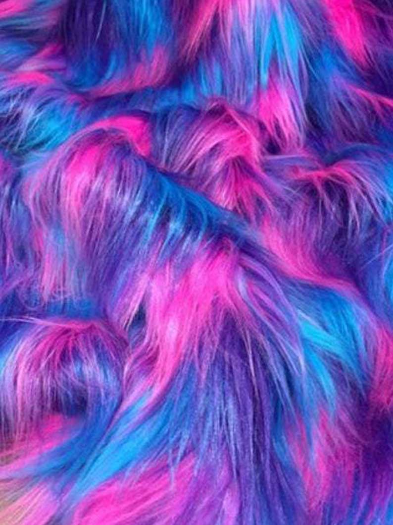 Faux Fake Fur 3 Tone Rainbow, Long Pile Fabric 60" Width Sold by Yard TurquoiseICEFABRICICE FABRICSBy The Yard (60 inches Wide)Faux Fake Fur 3 Tone Rainbow, Long Pile Fabric 60" Width Sold by Yard Turquoise ICEFABRIC