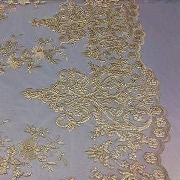 Floral Mesh Lace Wedding Prom Dress Fabric - IceFabrics Gold Floral Mesh Lace Wedding Prom Dress Fabric - IceFabrics Gold