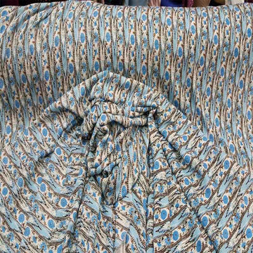 Floral Rayon Small Blue Flowers Printed Fabric