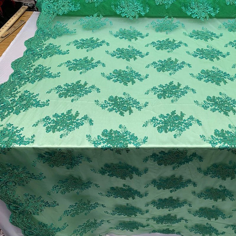 French Design Floral Mesh Lace Embroidery FabricICEFABRICICE FABRICSGreenFrench Design Floral Mesh Lace Embroidery Fabric ICEFABRIC Green