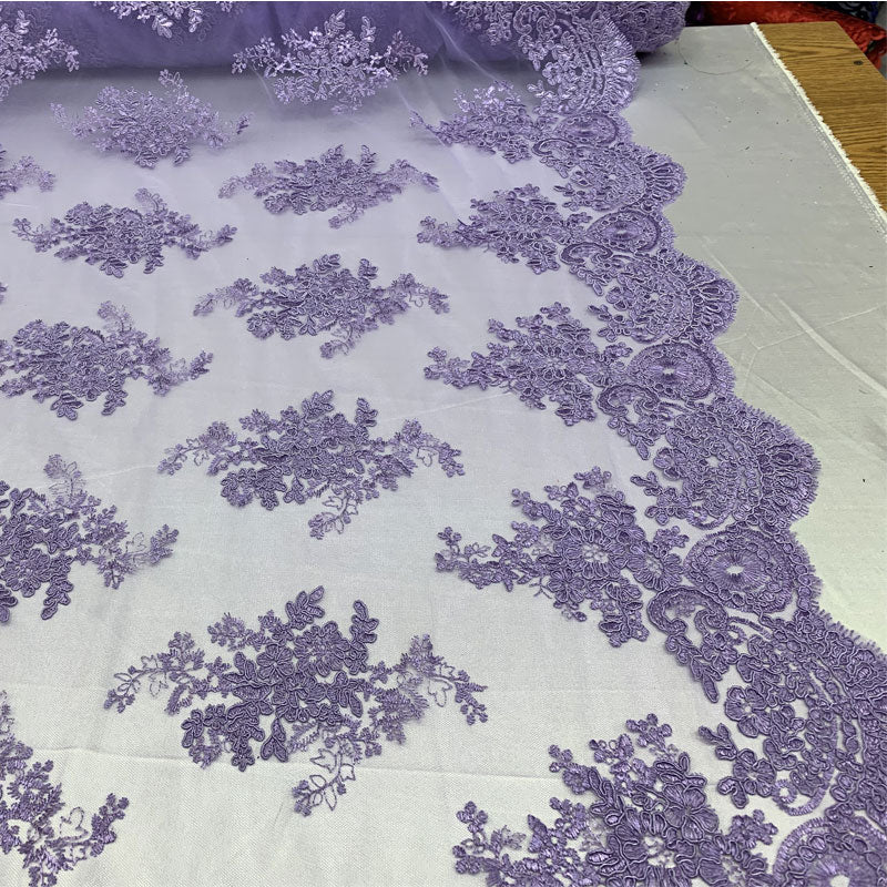 French Design Floral Mesh Lace Embroidery FabricICEFABRICICE FABRICSLavenderFrench Design Floral Mesh Lace Embroidery Fabric ICEFABRIC Lavender