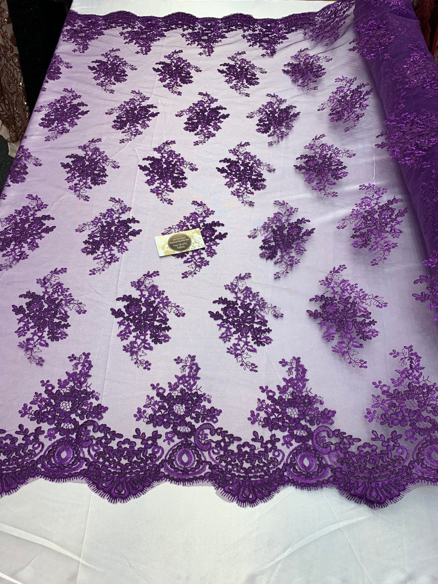 French Design Flower/Floral Mesh Lace (By The Yard) Embroidery Lace Fabric (Purple) For Tablecloths/ Runners/ Skirts/ CostumesICE FABRICSICE FABRICSFrench Design Flower/Floral Mesh Lace (By The Yard) Embroidery Lace Fabric (Purple) For Tablecloths/ Runners/ Skirts/ Costumes ICE FABRICS