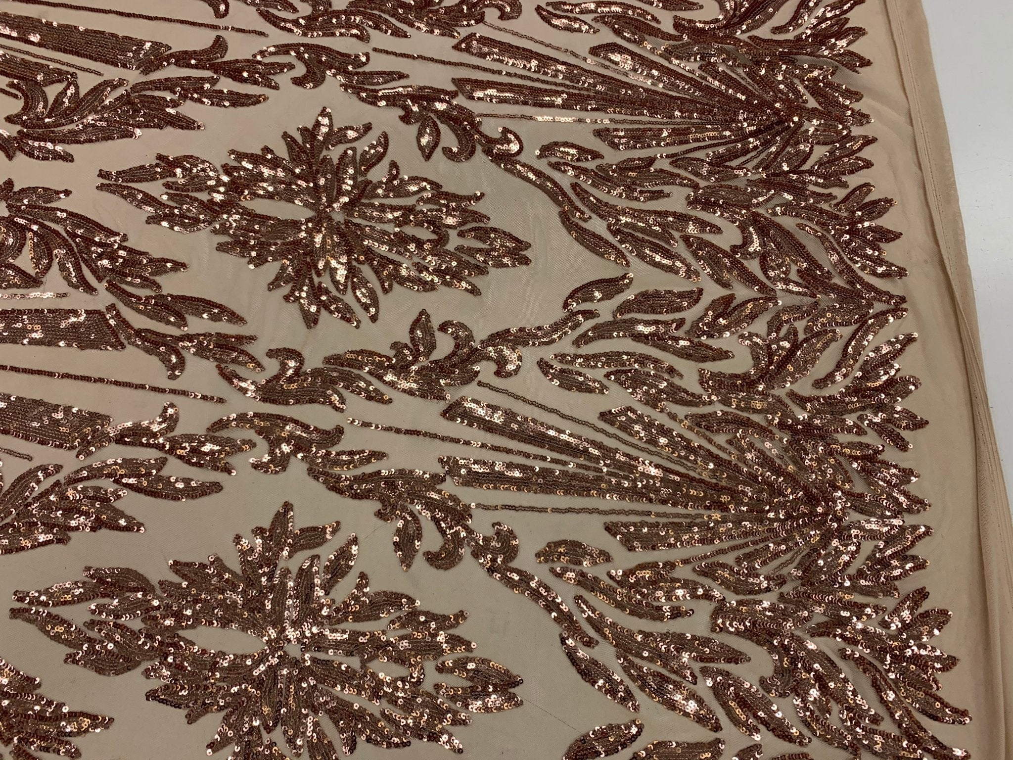 French Embroidery Stretch Sequins Fabric By The Yard on a Mesh LaceICEFABRICICE FABRICSRose GoldFrench Embroidery Stretch Sequins Fabric By The Yard on a Mesh Lace ICEFABRIC Rose Gold