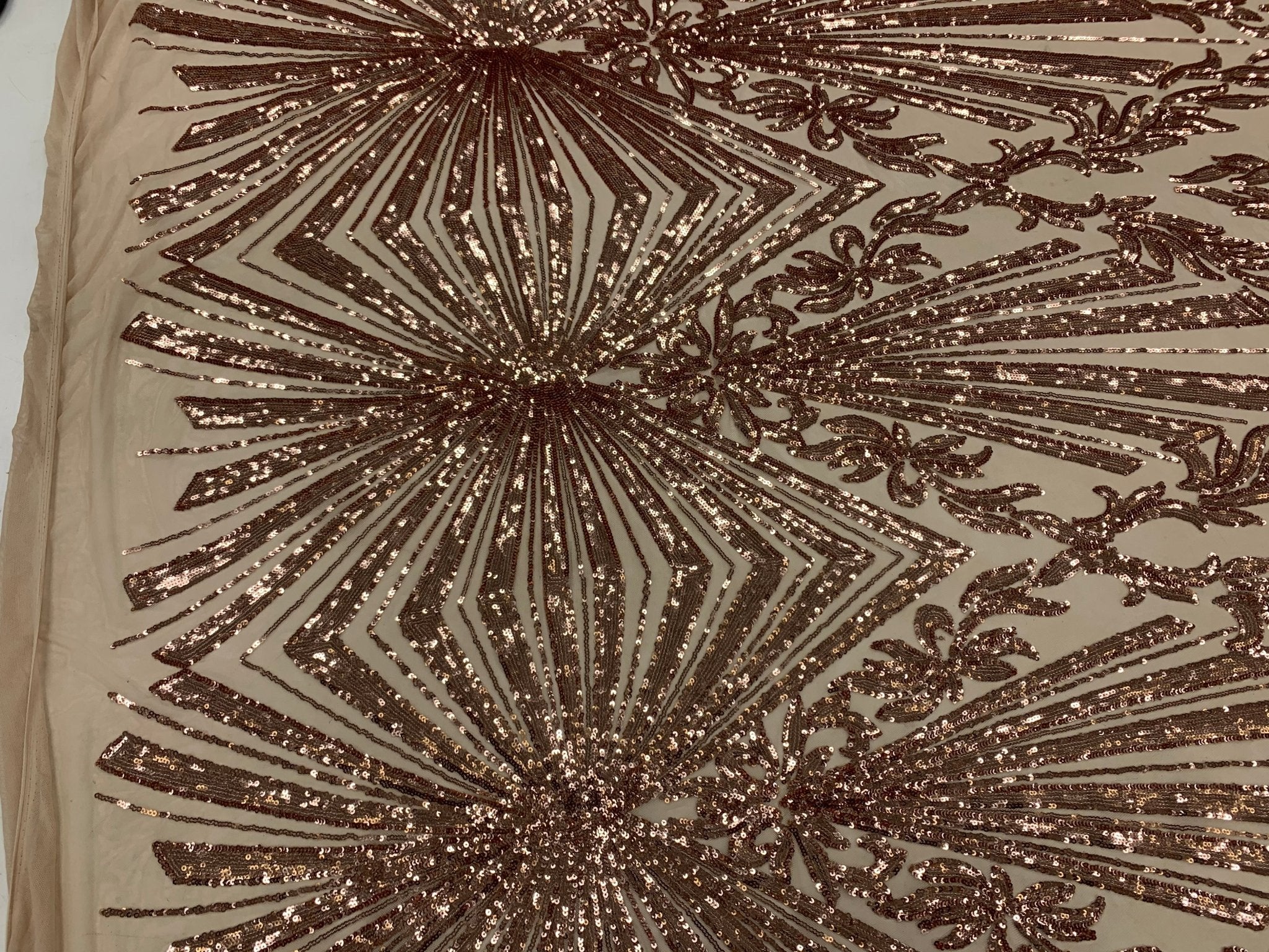 French Embroidery Stretch Sequins Fabric By The Yard on a Mesh LaceICEFABRICICE FABRICSRose GoldFrench Embroidery Stretch Sequins Fabric By The Yard on a Mesh Lace ICEFABRIC Rose Gold