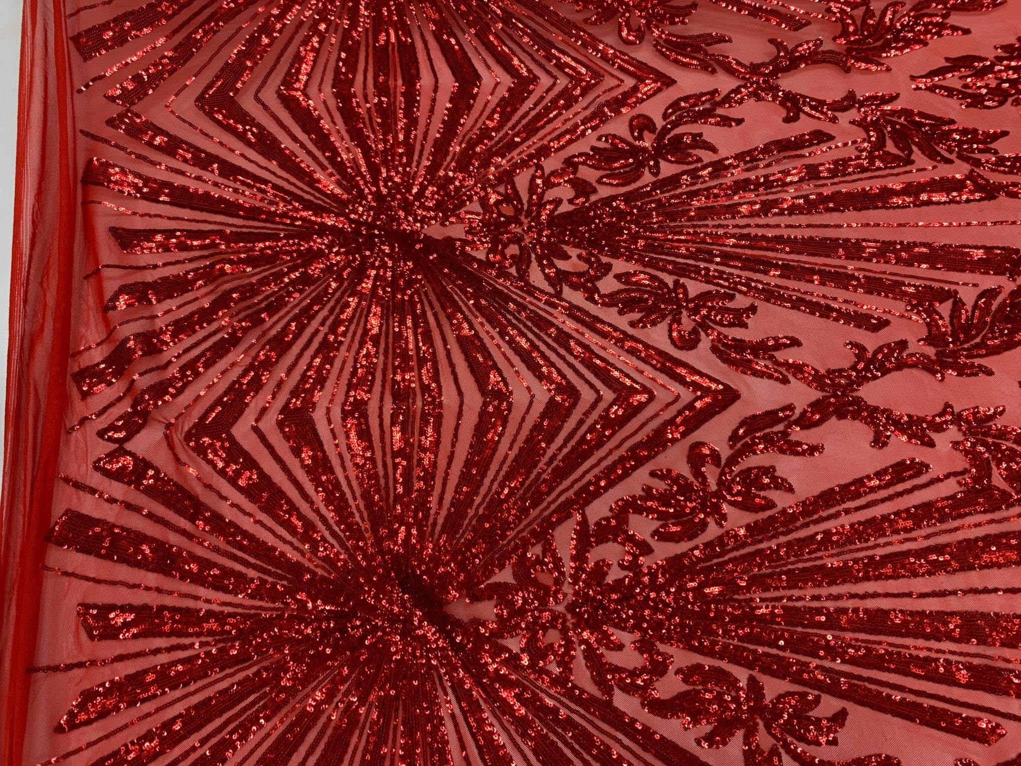 French Embroidery Stretch Sequins Fabric By The Yard on a Mesh LaceICEFABRICICE FABRICSRedFrench Embroidery Stretch Sequins Fabric By The Yard on a Mesh Lace ICEFABRIC Red