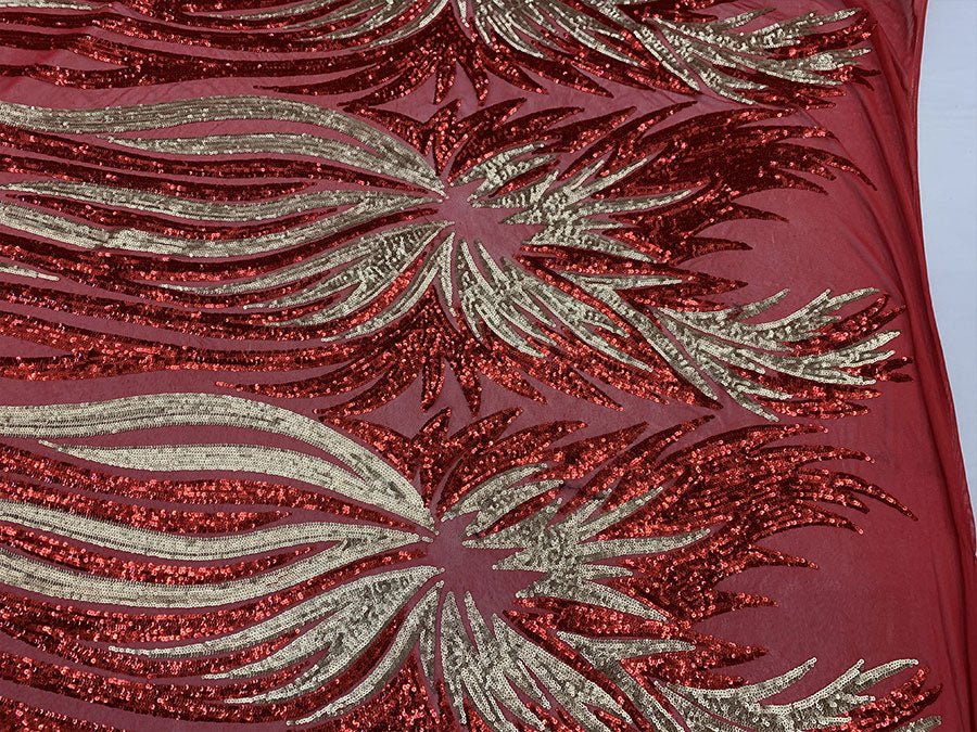 French Feather Embroidered Spandex 4 Way Stretch Sequin Mesh Lace FabricICEFABRICICE FABRICSRedFrench Feather Embroidered Spandex 4 Way Stretch Sequin Mesh Lace Fabric ICEFABRIC Red