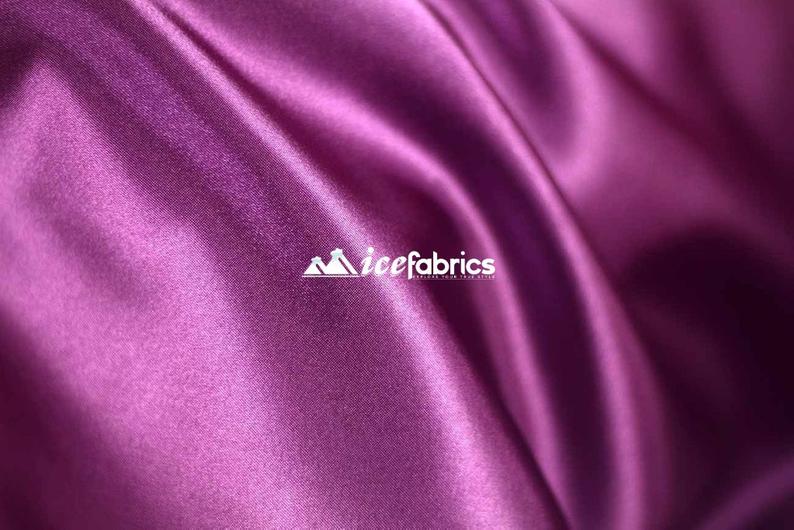 French Quality 5% Stretch Satin Fabric Spandex Fabric BTY ICEFABRIC jewel Purple