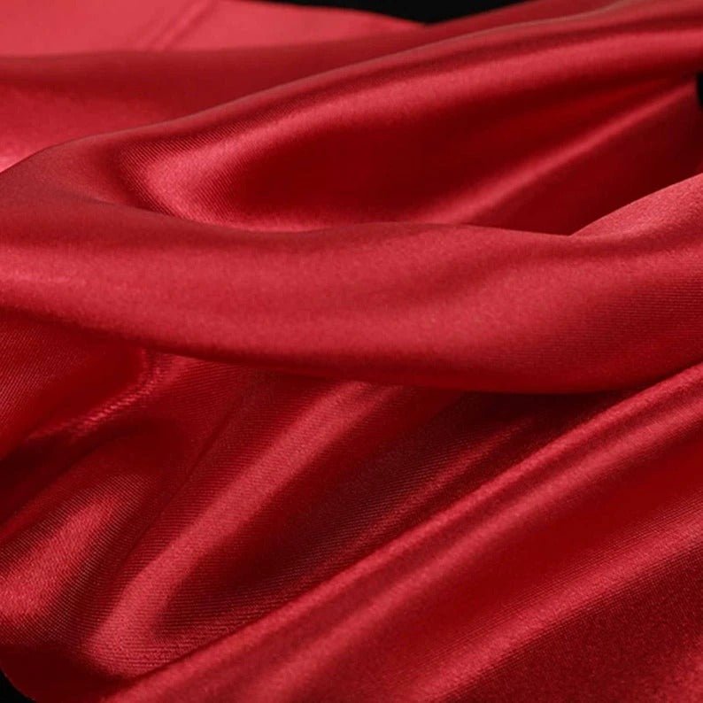 French Quality 5% Stretch Satin Fabric Spandex Fabric BTY Dark Red