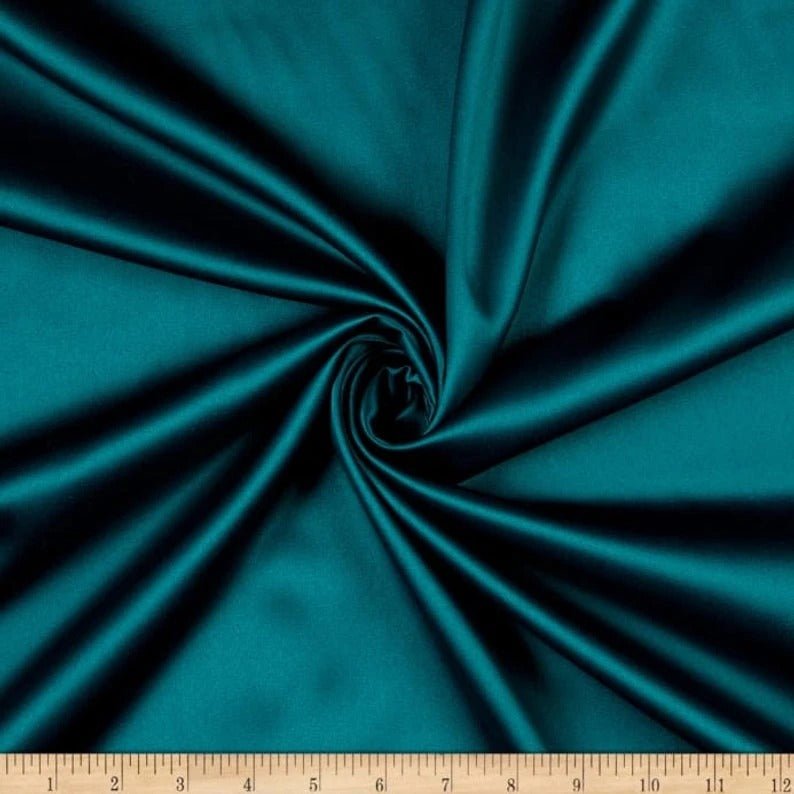 French Quality 5% Stretch Satin Fabric Spandex Fabric BTY ICEFABRIC Teal